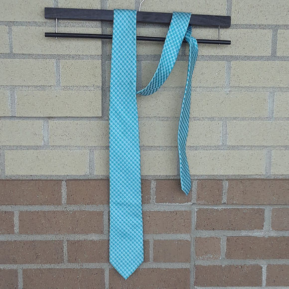 Stafford Mens Tie Turquoise Check - Picture 1 of 4